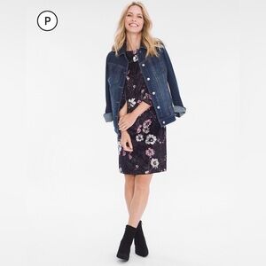 Chico’s Velvet Floral Dress Size Medium